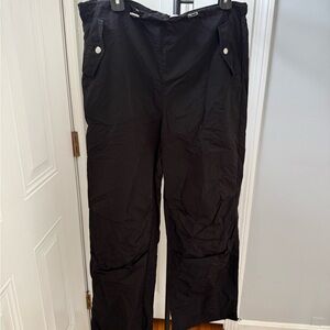 HALARA Black Parachute Pants with Snap Pockets and Pull Strings.